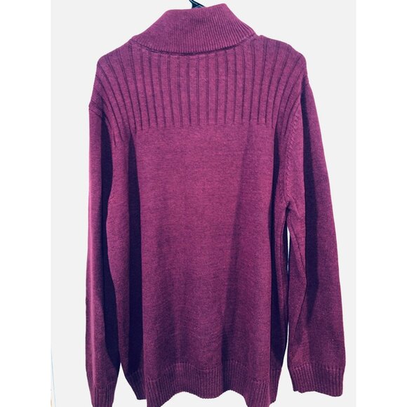 Covington Mens Maroon Ribbed Quarter-Zip Sweater - Size Large - Picture 3 of 3
